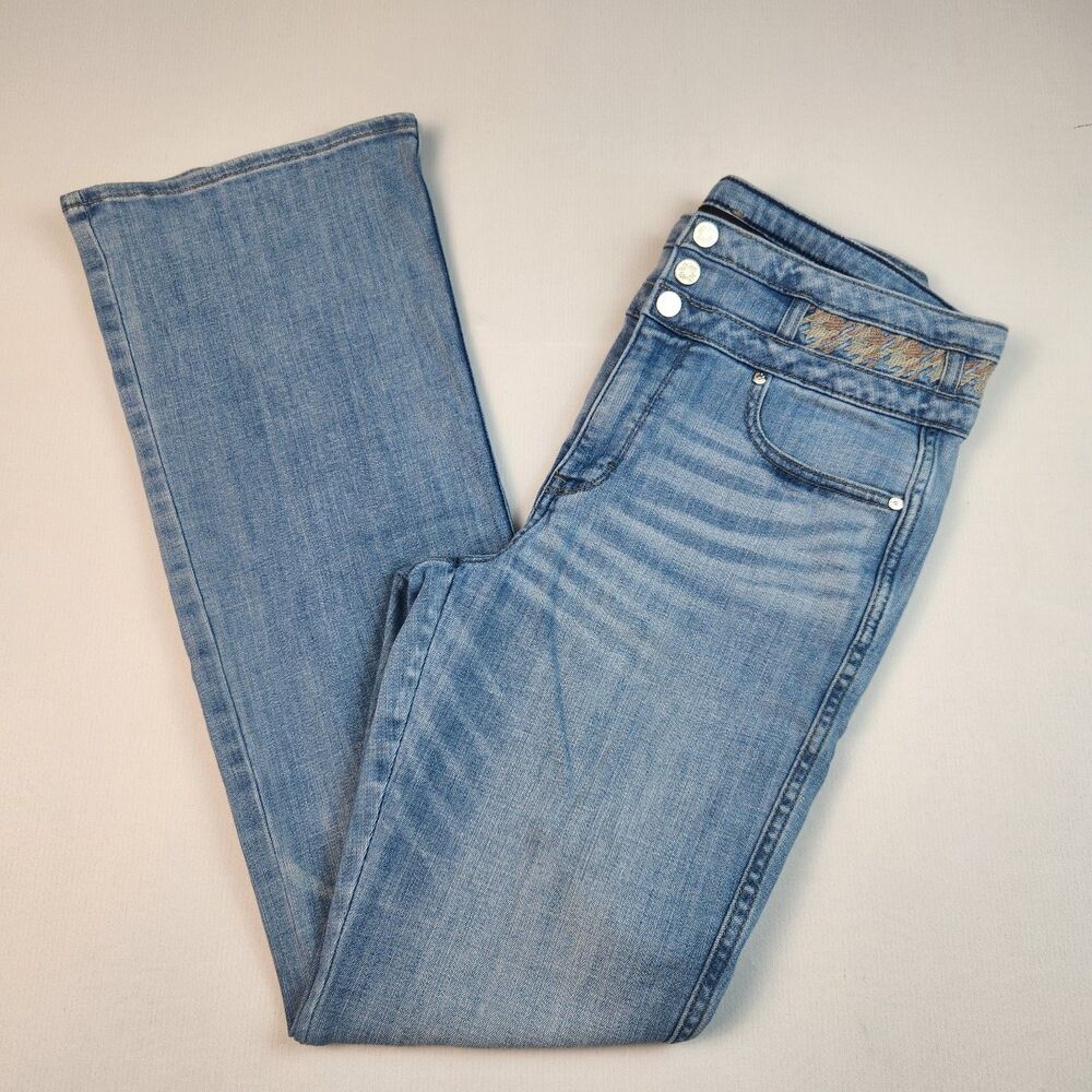 WHBM Skinny Flare Jeans Extra High-Rise Everyday Soft Womens 8 Light Wash Casual
